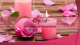  Presentation with pink rose petals - Beautiful PPT layouts featuring pink rose with two candle and petals on mat backdrop and a coral colored foreground