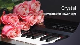  Presentation with pink roses - PPT theme with pink-roses-bouquet-on-digital background and a dark gray colored foreground