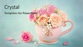  Presentation with pink roses - Audience pleasing slide deck consisting of pink roses in a teacup backdrop and a lemonade colored foreground
