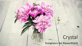  Presentation with pink roses - Cool new PPT layouts with pink roses in vase backdrop and a soft green colored foreground