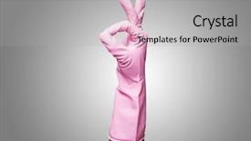  Presentation with rubber gloves - Cool new slides with pink rubber gloves gesturing rabbit backdrop and a light gray colored foreground