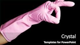 Presentation with rubber gloves - Presentation theme consisting of pink rubber gloves gesturing rabbit against a black background background and a black colored foreground