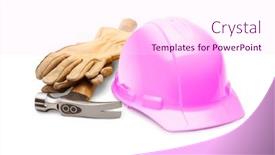  Presentation with safety construction - Presentation design featuring pink-safety-construction-hard-hat background and a pink colored foreground