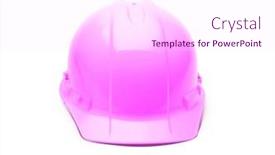  Presentation with safety construction - Presentation theme with pink-safety-construction-hard-hat background and a pink colored foreground