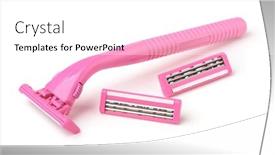  Presentation with pink white - Audience pleasing PPT theme consisting of pink-shaving-razor-and-replacement backdrop and a white colored foreground
