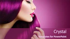  Presentation with beauty cosmetics - Theme consisting of pink shiny straight hair hairstyle background and a violet colored foreground