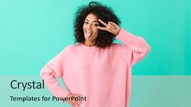  Presentation with pink and blue acrylic spread - Slide set with pink shirt sticking out tongue background and a lemonade colored foreground