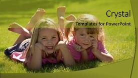  Presentation with two cute sisters playing - Slides with attractive mature woman wearing glasses sitting in office in front of computer reading newspaper classified real estate ads background and a coral colored foreground