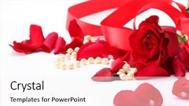  Presentation with pearl - Colorful slide set enhanced with pink silk - fine pearl beads and red backdrop and a sky blue colored foreground