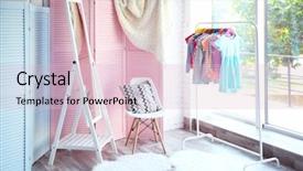 Presentation with room interior design - PPT theme consisting of pink simple - interior of living room background and a lemonade colored foreground