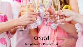  Presentation with shot - Amazing slides having pink sparkle - friends clinking glasses on baby backdrop and a coral colored foreground