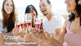  Presentation with toasting - Slide set consisting of pink sparkle - group of friends toasting champagne background and a coral colored foreground