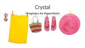  Presentation with hat and flip flop - Colorful slide set enhanced with pink straw summer hat towel backdrop and a white colored foreground