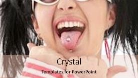  Presentation with pink white - Cool new slide set with pink striped asian girl portrait over white backdrop and a lemonade colored foreground