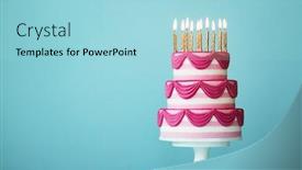  Presentation with pink birthday - Slide set having birthday cake with birthday candles background and a arctic colored foreground