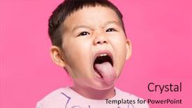  Presentation with kid prison - Slides enhanced with pink tongue - little kid showing a hilarious background and a  colored foreground