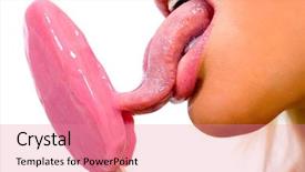  Presentation with pretty girl - Cool new slides with pink tongue - pretty girl eating ice cream backdrop and a coral colored foreground