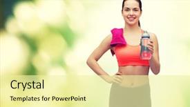  Presentation with exercise sport - Colorful slides enhanced with pink towel and water backdrop and a blonde colored foreground