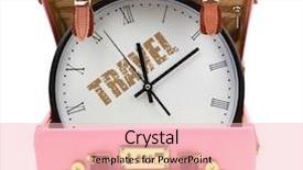  Presentation with pink white - Amazing presentation theme having pink travel suitcase with clock backdrop and a  colored foreground