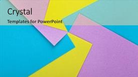  Presentation with paper quilling colorful paper flowers - Amazing PPT theme having pink triangle - colorful paper background backdrop and a yellow colored foreground