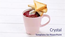  Presentation with triangle - Theme consisting of pink triangle - cup of beetroot cream soup background and a  colored foreground