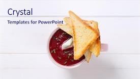  Presentation with beetroot - Slides enhanced with pink triangle - cup of beetroot cream soup background and a  colored foreground