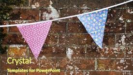  Presentation with floral - Cool new slides with pink triangle - festive floral printed bunting hanging backdrop and a tawny brown colored foreground