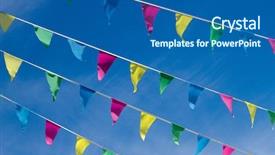  Presentation with pink sky - Presentation theme with pink triangle - lots of small color flags background and a ocean colored foreground