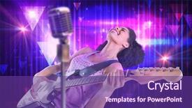  Presentation with girl design - Amazing presentation having pink triangle - pretty girl playing guitar backdrop and a  colored foreground