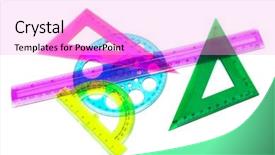  Presentation with measure and marking tools - Slides having pink triangle - set of measuring tools background and a lavender colored foreground