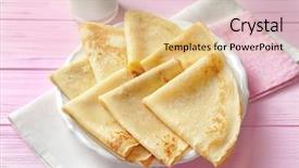  Presentation with triangle - Presentation design featuring pink triangle - tasty pancakes on plate background and a lemonade colored foreground