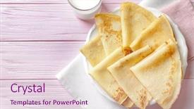  Presentation with triangle - Presentation theme featuring pink triangle - tasty pancakes on plate background and a lemonade colored foreground