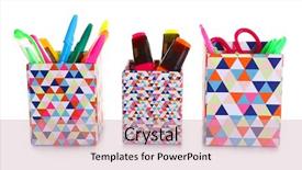  Presentation with bright white - Slide set featuring pink triangle - three bright holders full background and a soft green colored foreground