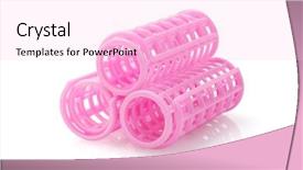  Presentation with plastic - Colorful presentation theme enhanced with pink triangle - three plastic hair curlers backdrop and a lemonade colored foreground