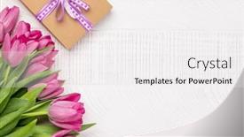  Presentation with tulip - Slide deck with pink-tulip-flowers-bouquet background and a white colored foreground