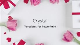  Presentation with pink flowers - Presentation design enhanced with pink-tulip-flowers-gifts background and a white colored foreground