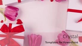  Presentation with pink wedding - Slide deck featuring pink-tulip-flowers-gifts background and a coral colored foreground