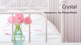  Presentation with flowers vase - PPT theme with pink tulips flowers in vase background and a light gray colored foreground