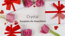  Presentation with border pink - Amazing slide deck having pink-tulips-gifts-and-hearts backdrop and a lemonade colored foreground