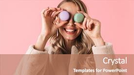  Presentation with unicorn cake pink frosting - Audience pleasing slides consisting of pink wall background holding cake backdrop and a coral colored foreground