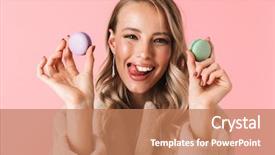  Presentation with photo - Cool new presentation theme with pink wall background holding cake backdrop and a coral colored foreground