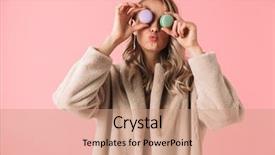  Presentation with unicorn cake pink frosting - PPT theme having pink wall background holding cake background and a coral colored foreground