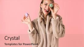  Presentation with cute - Beautiful presentation featuring pink wall background holding cake backdrop and a coral colored foreground