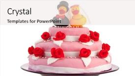  Presentation with pink wedding - Slides enhanced with couple ducks with red roses background and a white colored foreground