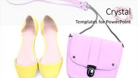  Presentation with color pink - Amazing PPT layouts having pink women bag and color shoes isolated on whit backdrop and a white colored foreground