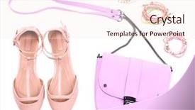  Presentation with color pink - Colorful slide set enhanced with pink women bag and color shoes isolated on whit backdrop and a sky blue colored foreground