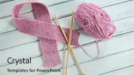  Presentation with pink ribbon breast awareness - Colorful presentation design enhanced with pink woolen breast cancer backdrop and a light gray colored foreground