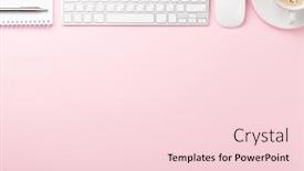  Presentation with flat - Cool new slides with pink-workplace-desk-table backdrop and a lemonade colored foreground
