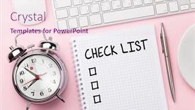  Presentation with workplace - Presentation design with pink-workplace-desk-table background and a lemonade colored foreground