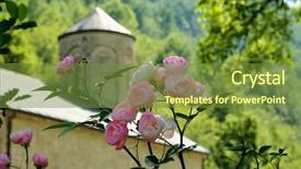  Presentation with shadow - Slide set having pinkish - bunch of small roses background and a tawny brown colored foreground